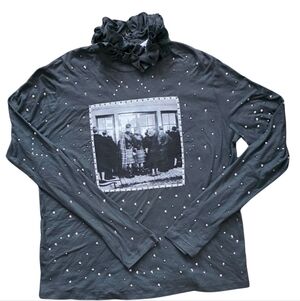 Dior Charcoal Buttoned Top with Stud Accents